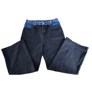 Baggy‎ Wide Leg Jeans Color Block High Waist Denim Pants
